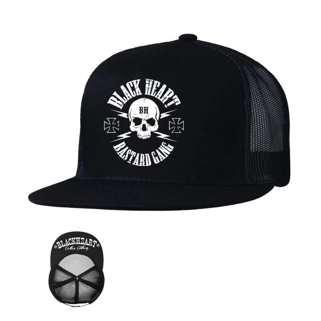 Czapka z daszkiem BLACK HEART Bastard Skull Trucker - Czarny