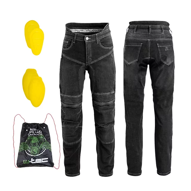 Męskie jeansy motocyklowe W-TEC Biterillo Evo ∙ ochraniacze ∙ wzmocnienia aramidowe ∙ wentylacja na udach ∙ elastyczny denim