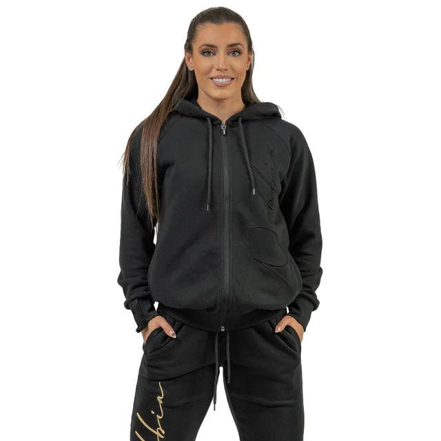 Damska sportowa bluza z kapturem Nebbia INTENSE Signature 845 - Black/Gold - Czarny