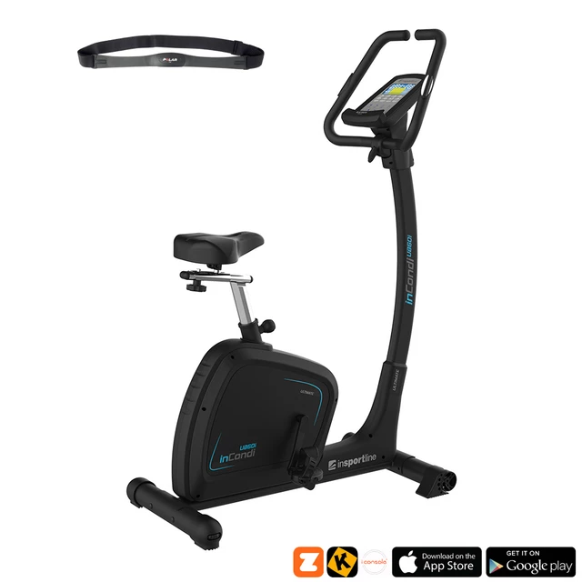 Rower treningowy pionowy inSPORTline inCondi UB60i + pas piersiowy - Szary - Czarny
