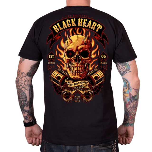 T-shirt Black Heart Hell Boy ∙ bawełna 100% ∙ krótki rękaw ∙ rebeliancki nadruk ∙ dla motocyklistów - Czarny - Czarny