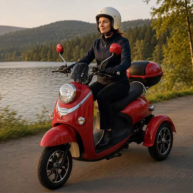 Trójkołowy skuter elektryczny inSPORTline Tarra ∙ dwumiejscowy ∙ 800 W ∙ zasięg do 45 km ∙ nośność 200 kg ∙ bieg wsteczny
