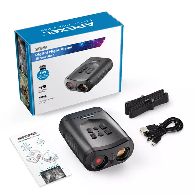 Lornetka cyfrowa z noktowizorem Apexel NV009 ∙ 15x zoom ∙ oświetlenie IR 850 nm ∙ ekran 3" ∙ ładowanie USB-C ∙ nagrywanie 4K