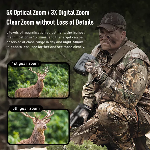 Lornetka cyfrowa z noktowizorem Apexel NV009 ∙ 15x zoom ∙ oświetlenie IR 850 nm ∙ ekran 3" ∙ ładowanie USB-C ∙ nagrywanie 4K