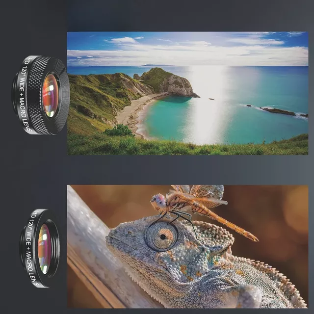 Teleobiektyw Apexel 4w1 z tripodem do smartfona ∙ zoom 22x optyczny ∙ makro 25x 1-3 cm ∙ rybie oko 205° ∙ szybki montaż klipsem