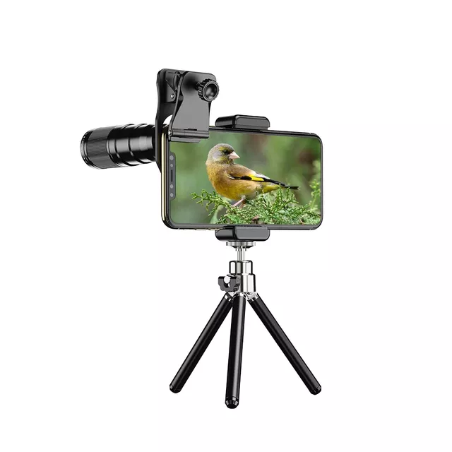 Teleobiektyw Apexel 4w1 z tripodem do smartfona ∙ zoom 22x optyczny ∙ makro 25x 1-3 cm ∙ rybie oko 205° ∙ szybki montaż klipsem