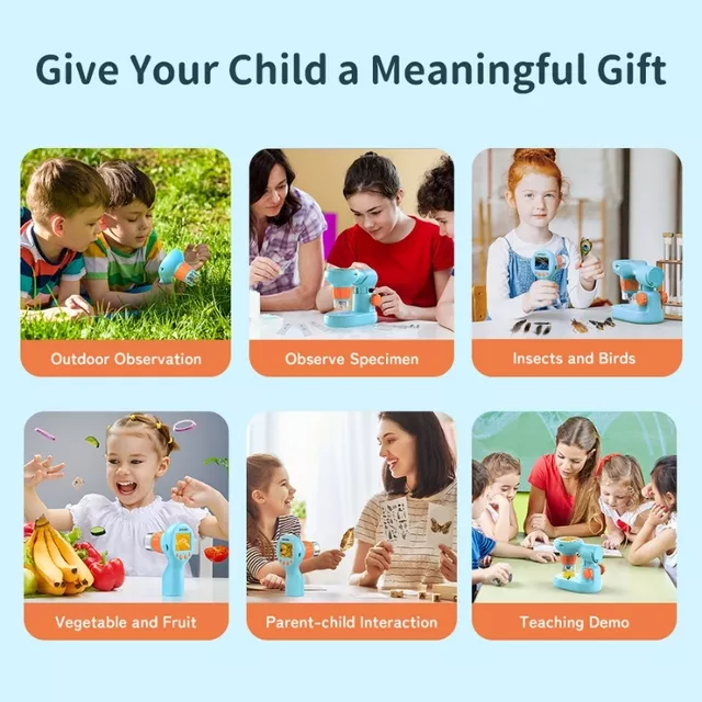 Mikroskop cyfrowy dziecięcy Apexel ∙ zoom 0-800x ∙ wyświetlacz 2" HD ∙ nagrywanie wideo 1080p ∙ 8 diod LED z regulacją