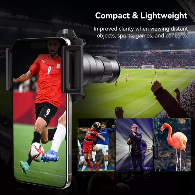 Zestaw teleobiektyw i makro Apexel TM6 ∙ zoom optyczny 6x ∙ ogniskowa makro 150 mm ∙ kompatybilny z iOS/Android ∙ antyrefleksyjne powłoki ∙ waga 203 g