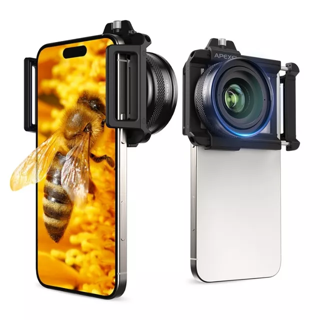 Apexel obiektyw makro zoom 10x-20x ∙ zmiennoogniskowy ∙ uniwersalny klips ∙ do iOS/Android ∙ lekki design