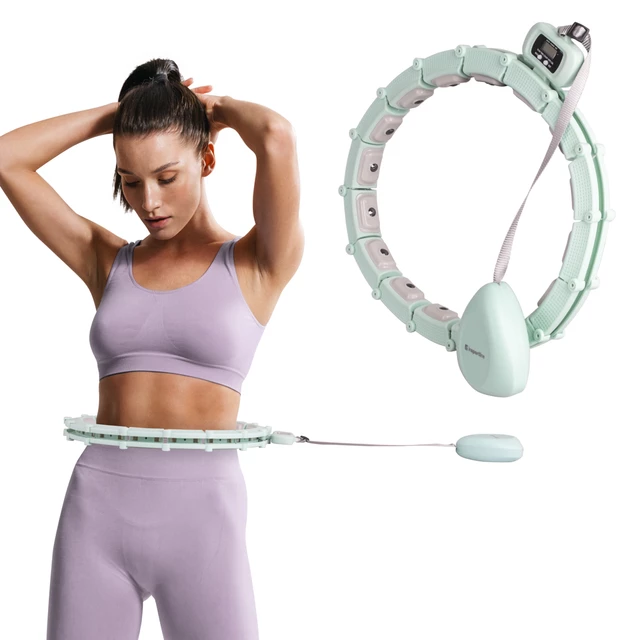 Hula hop z obciążeniem inSPORTline Weight Hoop Lite 69–135 cm ∙ magnetyczne wypustki ∙ ekran LCD ∙ regulowany obwód ∙ magnety
