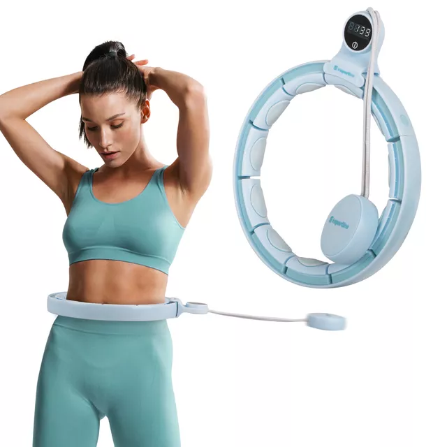 Hula hop z obciążeniem i licznikiem inSPORTline Weight Hoop Flex ∙ regulowany obwód 69–117,5 cm ∙ 15 głowic masujących ∙ LCD