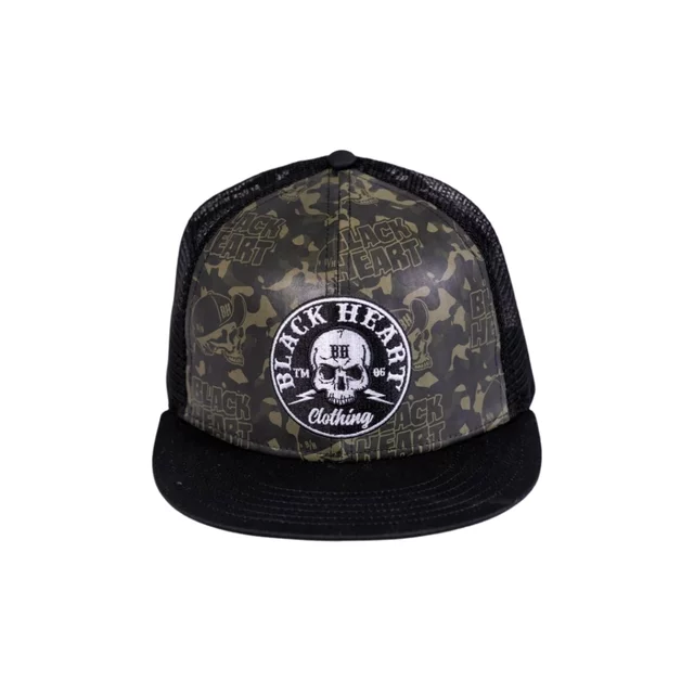Czapka z daszkiem Black Heart Bastard Skull Trucker ∙ siatka ∙ regulowana ∙ bejsbolówka - khaki-czarny