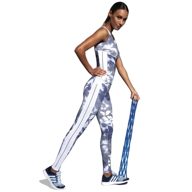 Damskie sportowe legginsy BAS BLACK Code - Biało-niebieski