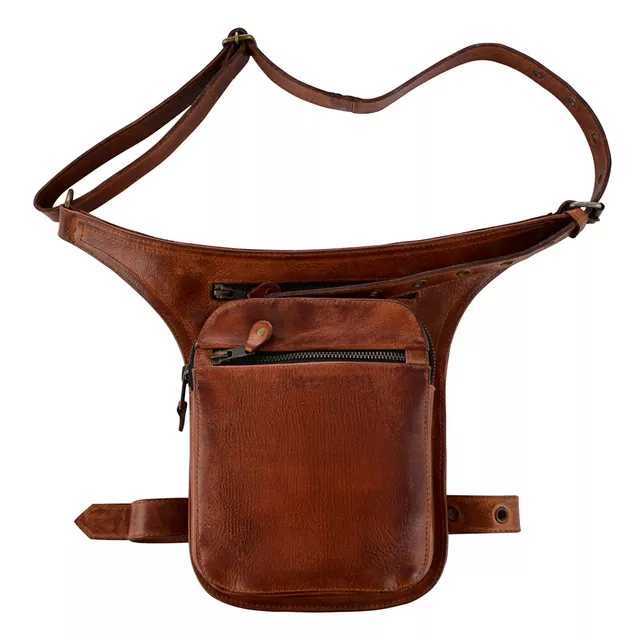 Nerka motocyklowa na udo W-TEC Karua ∙ skóra naturalna ∙ 3 kieszenie na zamek ∙ regulowane paski ∙ pojemność 0,7 l ∙ szybki dostęp