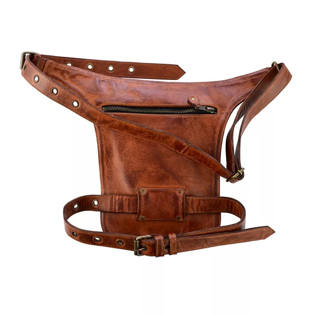 Nerka motocyklowa na udo W-TEC Karua ∙ skóra naturalna ∙ 3 kieszenie na zamek ∙ regulowane paski ∙ pojemność 0,7 l ∙ szybki dostęp