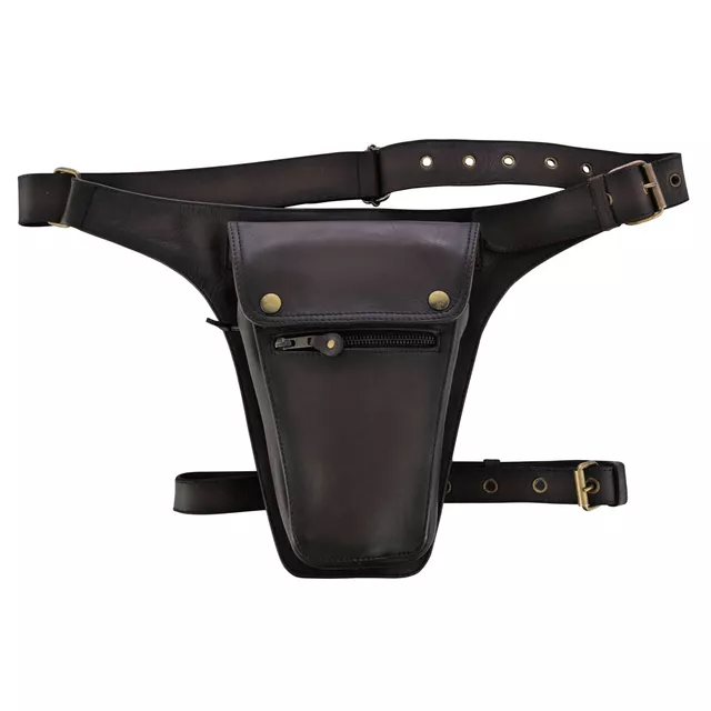 Motocyklowa nerka na udo W-TEC Perkenez ∙ skóra naturalna ∙ pojemność 0,5 l ∙ regulowane paski ∙ 3 kieszenie zewnętrzne ∙ szybki dostęp