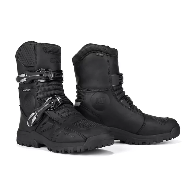 Buty motocyklowe W-TEC Lougamax CE ∙ skóra naturalna ∙ certyfikat CE ∙ wodoodporne ∙ ochraniacze kostek - Czarny