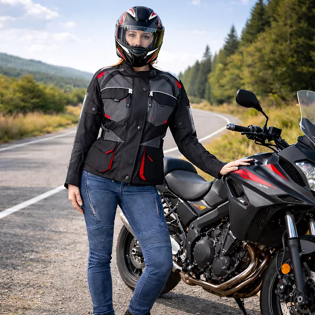 Damska kurtka motocyklowa W-TEC Radana ∙ trójwarstwowa ∙ membrana wodoodporna ∙ podpinka ocieplająca ∙ ochraniacze CE ∙ AirVent