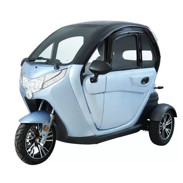 Elektryczny skuter zabudowany W-TEC Tukago ∙ trójkołowy ∙ mikropojazd ∙ 45 km/h ∙ zasięg 50 km ∙ nośność 240 kg ∙ kamera cofania ∙ ogrzewanie - Czarny - Niebieski