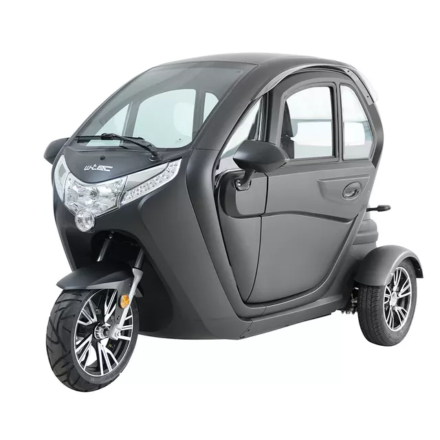 Elektryczny skuter zabudowany W-TEC Tukago ∙ trójkołowy ∙ mikropojazd ∙ 45 km/h ∙ zasięg 50 km ∙ nośność 240 kg ∙ kamera cofania ∙ ogrzewanie - Czarny - Czarny