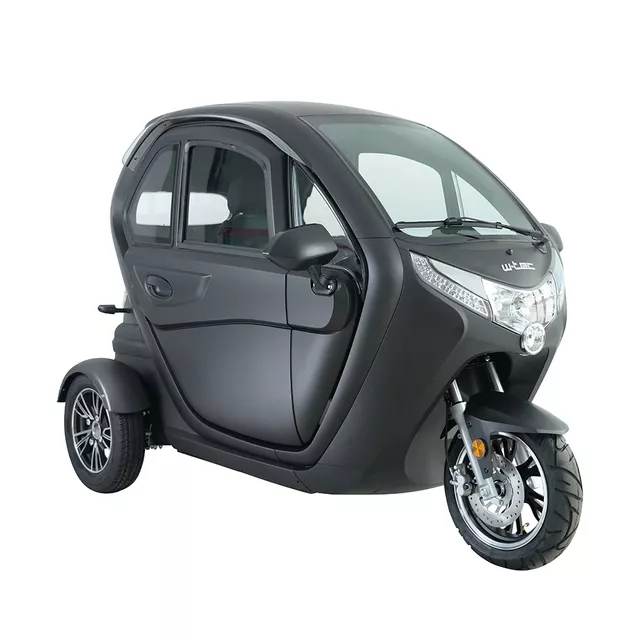 Elektryczny skuter zabudowany W-TEC Tukago ∙ trójkołowy ∙ mikropojazd ∙ 45 km/h ∙ zasięg 50 km ∙ nośność 240 kg ∙ kamera cofania ∙ ogrzewanie - Czarny