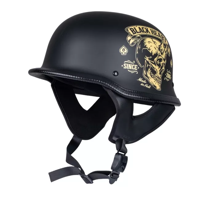 Kask motocyklowy otwarty W-TEC Feldberg ∙ vintage ∙ lekki 880 g ∙ skorupa ABS ∙ DOT ∙ matowy - Czarny - Czarny