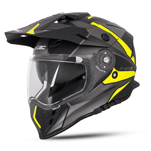 Kask motocyklowy 3w1 W-TEC Valso Graphic - biało-czerwono-niebieski - czarno-szary-fluo