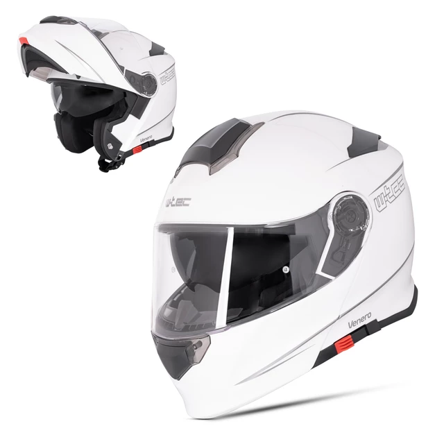 Kask motocyklowy szczękowy z blendą W-TEC Venero - Glossy Black-Gold - Błyszczący biały