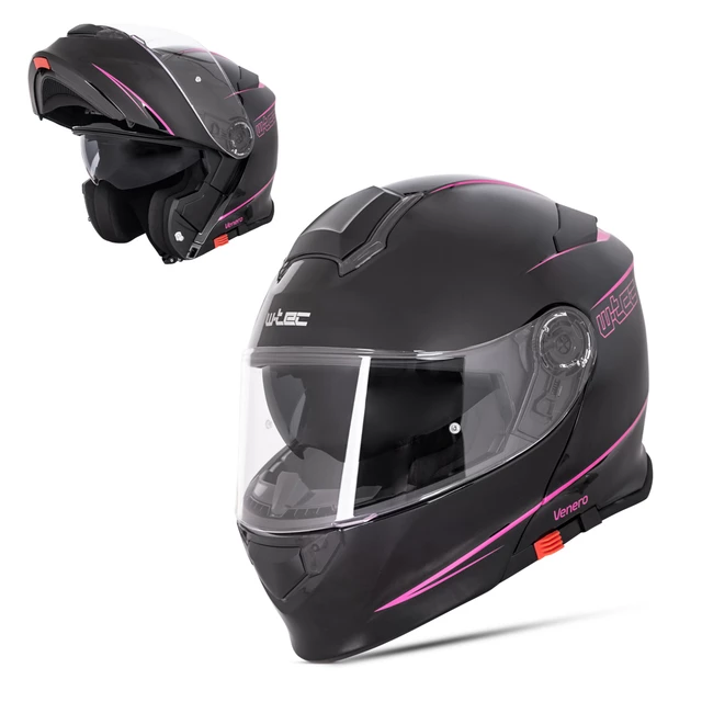 Kask motocyklowy szczękowy z blendą W-TEC Venero - Glossy Black-Gold - Rosanero