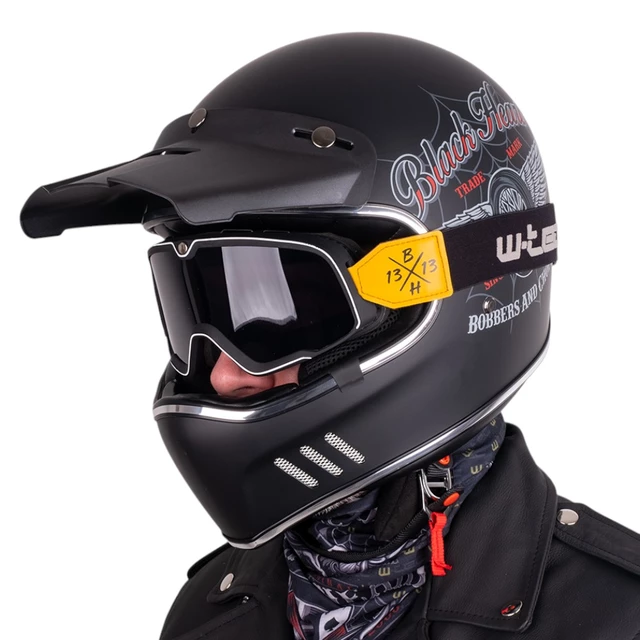 Gogle motocyklowe w stylu vintage retro W-TEC Black Heart Dalhart