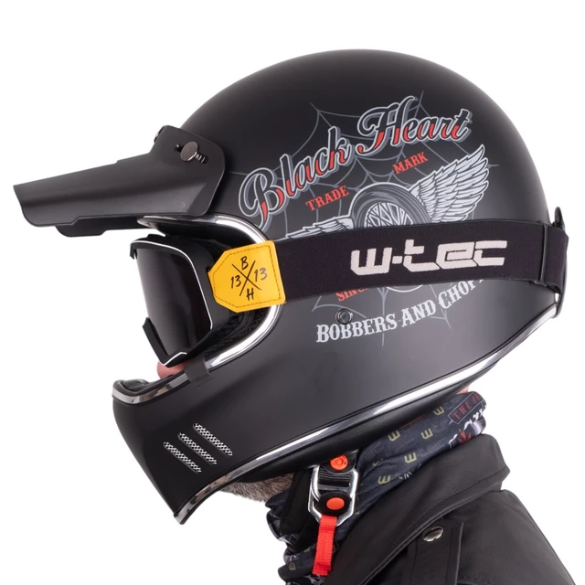 Gogle motocyklowe w stylu vintage retro W-TEC Black Heart Dalhart