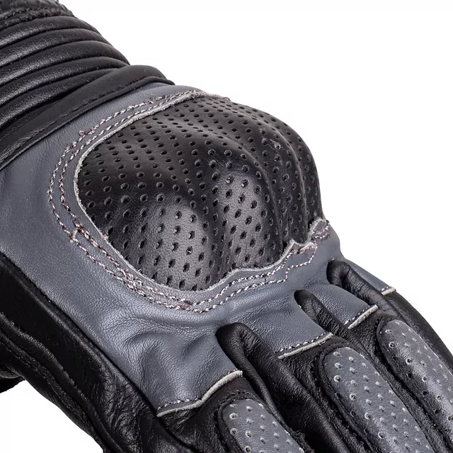 Rękawice motocyklowe skórzane W-TEC Boldron ∙ ukryte ochraniacze ∙ optymalna wentylacja dłoni ∙ styl retro - Czarno-szary
