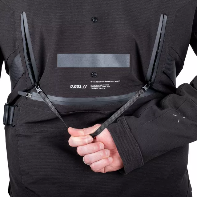 Męska kurtka motocyklowa W-TEC Nykolas ∙ 100% wodoodporna ∙ wyjmowana podpinka termiczna - Czarny