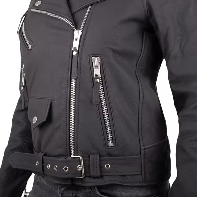 Damska skórzana kurtka motocyklowa W-TEC Brinea - Matt.czarny