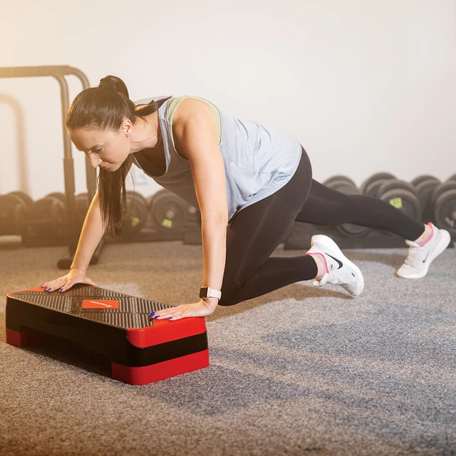 Step fitness do aerobiku regulowany inSPORTline AS150 - Czarno-czerwony