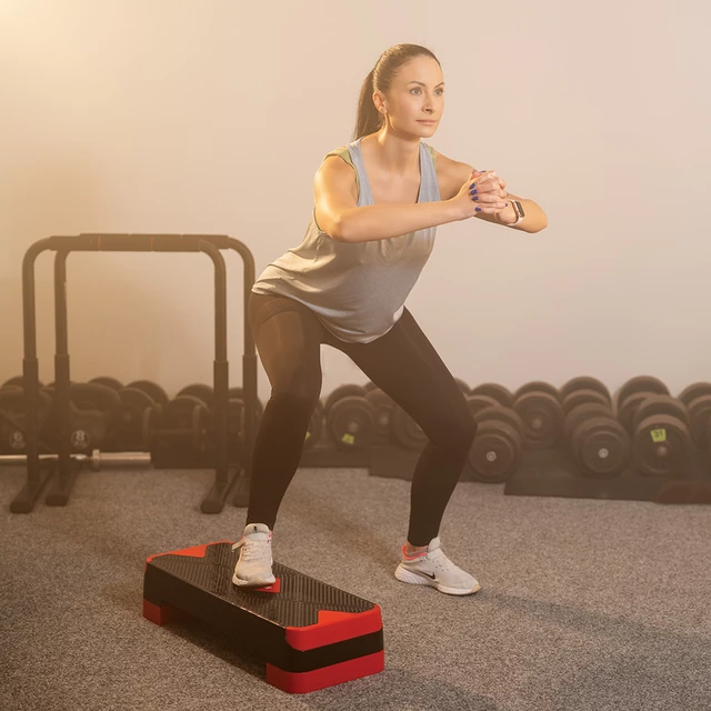 Step fitness do aerobiku regulowany inSPORTline AS150 - Czarno-czerwony