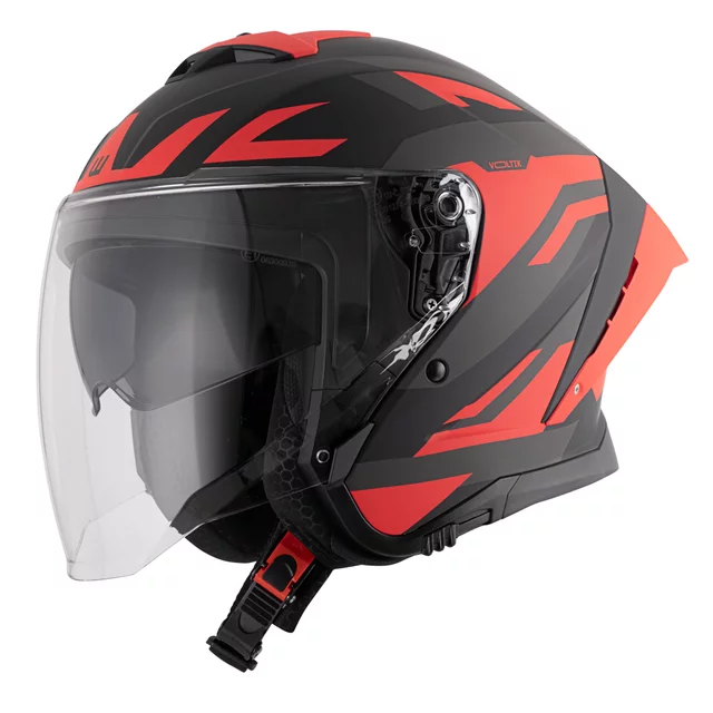 Kask motocyklowy W-TEC Voltik Graphic ∙ blenda przeciwsłoneczna ∙ wentylacja ∙ wyjmowana wyściółka ∙ homologacja ECE 22.06 - Czerwony - Czerwony