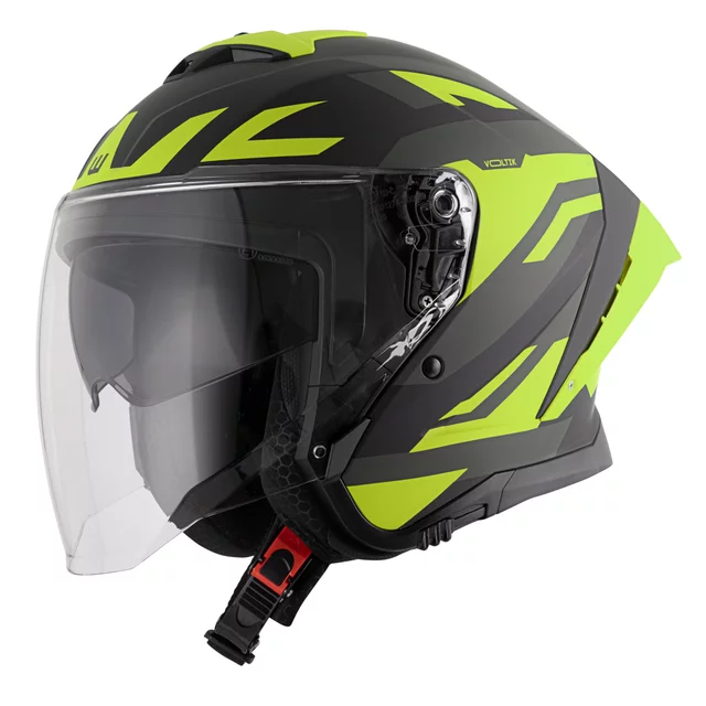 Kask motocyklowy W-TEC Voltik Graphic ∙ blenda przeciwsłoneczna ∙ wentylacja ∙ wyjmowana wyściółka ∙ homologacja ECE 22.06 - Czerwony - Żółty