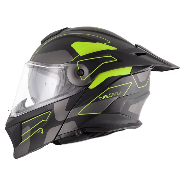 Kask motocyklowy szczękowy 3w1 W-TEC Neovu Graphic ∙ blenda przeciwsłoneczna ∙ demontowalny daszek - szaro-czerwono-niebieski