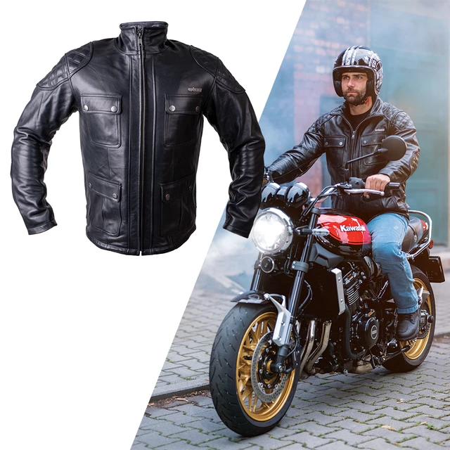Skórzana kurtka motocyklowa W-TEC Valebravo - Czarny - Czarny