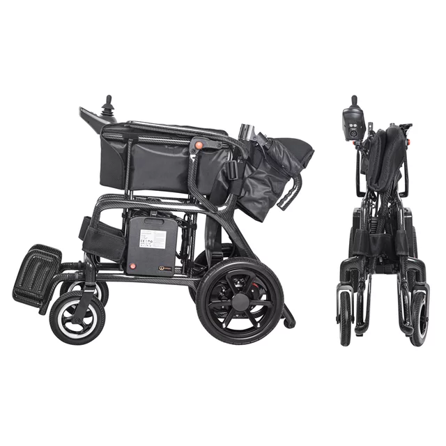 Elektryczny wózek inwalidzki inSPORTline Feally ∙ włókno węglowe ∙ 400 W ∙ 25 km ∙ ultralekki 13,4 kg ∙ elektromagnetyczne hamulce