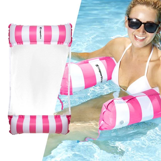 Pompowany materac leżak basenowy inSPORTline WaveBed - Zielony - Różowy