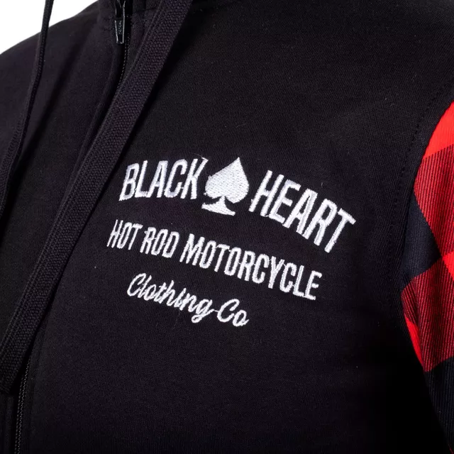 Bluza motocyklowa z kapturem W-TEC Black Heart Ramforge ∙ kieszenie na ochraniacze ∙ podszewka mesh ∙ luźny krój ∙ wyszywane logo - Czerwono-czarny