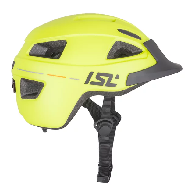 Dziecięcy kask rowerowy ISL Lumiro ∙ wyjmowana lampka LED USB-C ∙ 9 otworów wentylacyjnych ∙ regulacja pokrętłem ∙ In-Mold - Neon Yellow