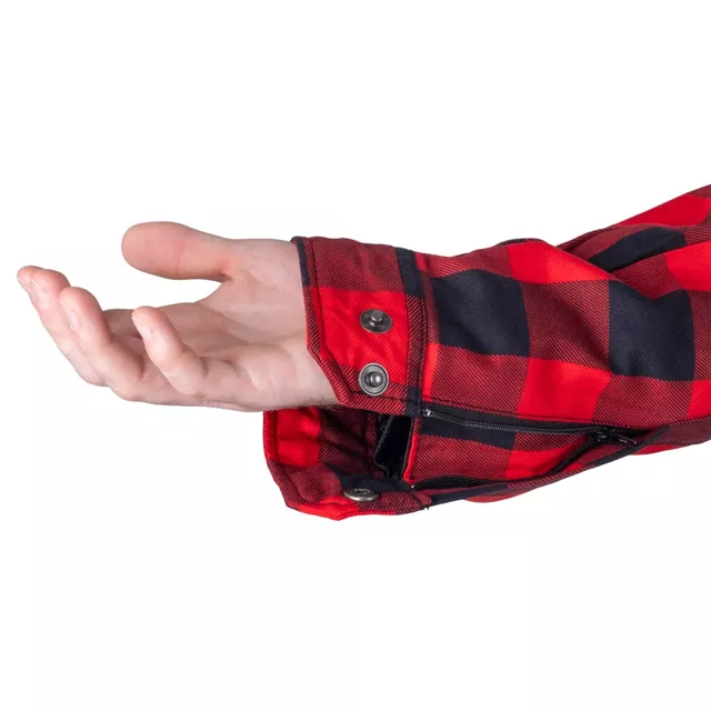 Bluza motocyklowa z kapturem W-TEC Black Heart Ramforge ∙ kieszenie na ochraniacze ∙ podszewka mesh ∙ luźny krój ∙ wyszywane logo - Czerwono-czarny