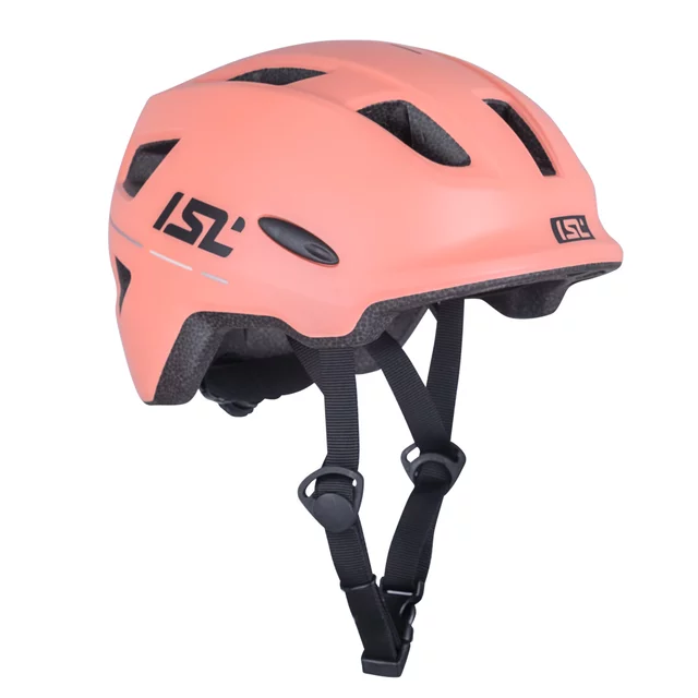Kask rowerowy dziecięcy 2w1 inSPORTline Lumitto ∙ z lampką LED ∙ technologia in-mold ∙ regulacja pokrętłem ∙ 9 otworów wentylacyjnych - Brzoskwiniowy beż - Różowy rumieniec