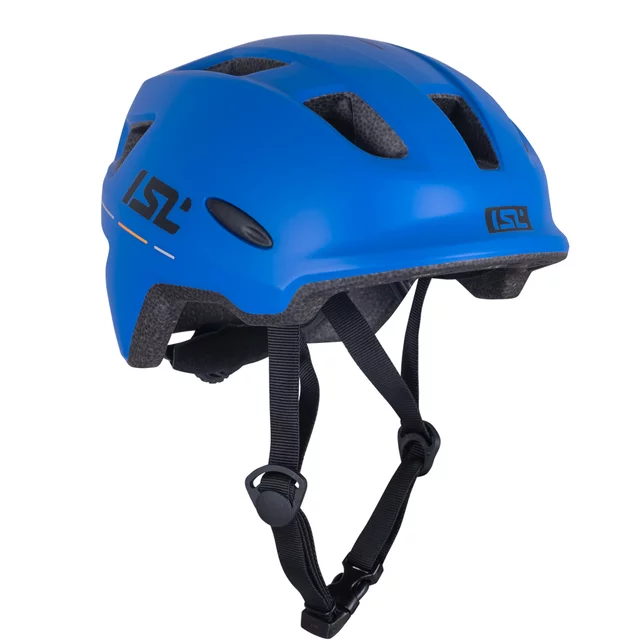 Kask rowerowy dziecięcy 2w1 inSPORTline Lumitto ∙ z lampką LED ∙ technologia in-mold ∙ regulacja pokrętłem ∙ 9 otworów wentylacyjnych - Brzoskwiniowy beż - Niebieski wyścigowy