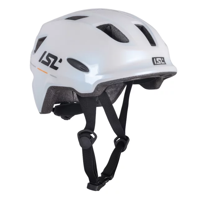 Kask rowerowy dziecięcy 2w1 inSPORTline Lumitto ∙ z lampką LED ∙ technologia in-mold ∙ regulacja pokrętłem ∙ 9 otworów wentylacyjnych - Brzoskwiniowy beż - Biała perła