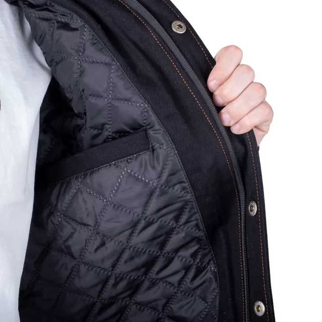 Kurtka motocyklowa W-TEC Black Heart Reeftor ∙ jeansowa ∙ kieszenie na ochraniacze pleców ∙ odpinany kaptur ∙ podszewka ∙ dresowe rękawy - Czarny