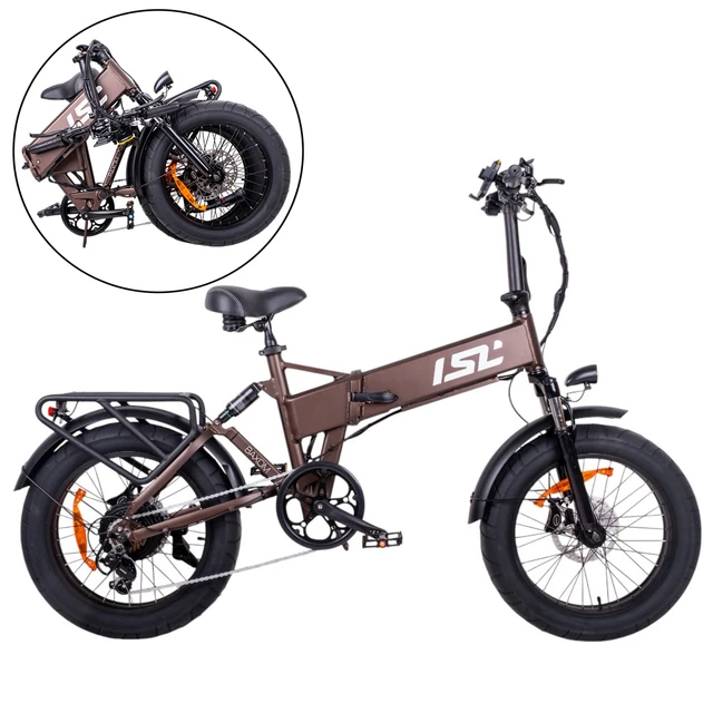 Składany rower elektryczny typu fat bike inSPORTline ISL Baxom 840Wh 20" - Deep Coffee - Deep Coffee